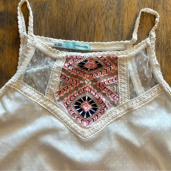 Women's Cream Lace Tank Top size XL Boho - Picture 4 of 4